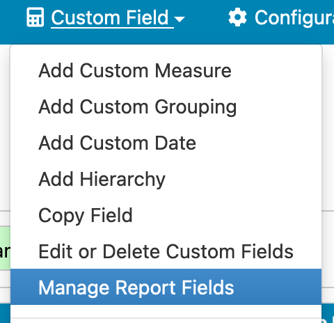 Manage Report Fields Start