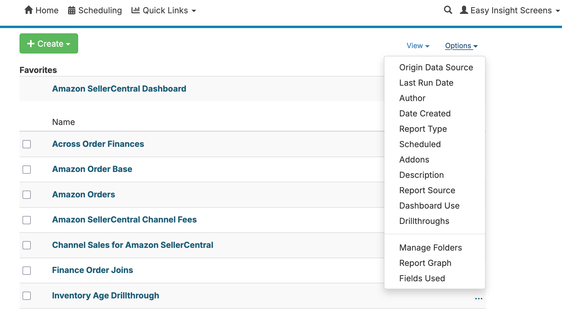 Table View of Reports