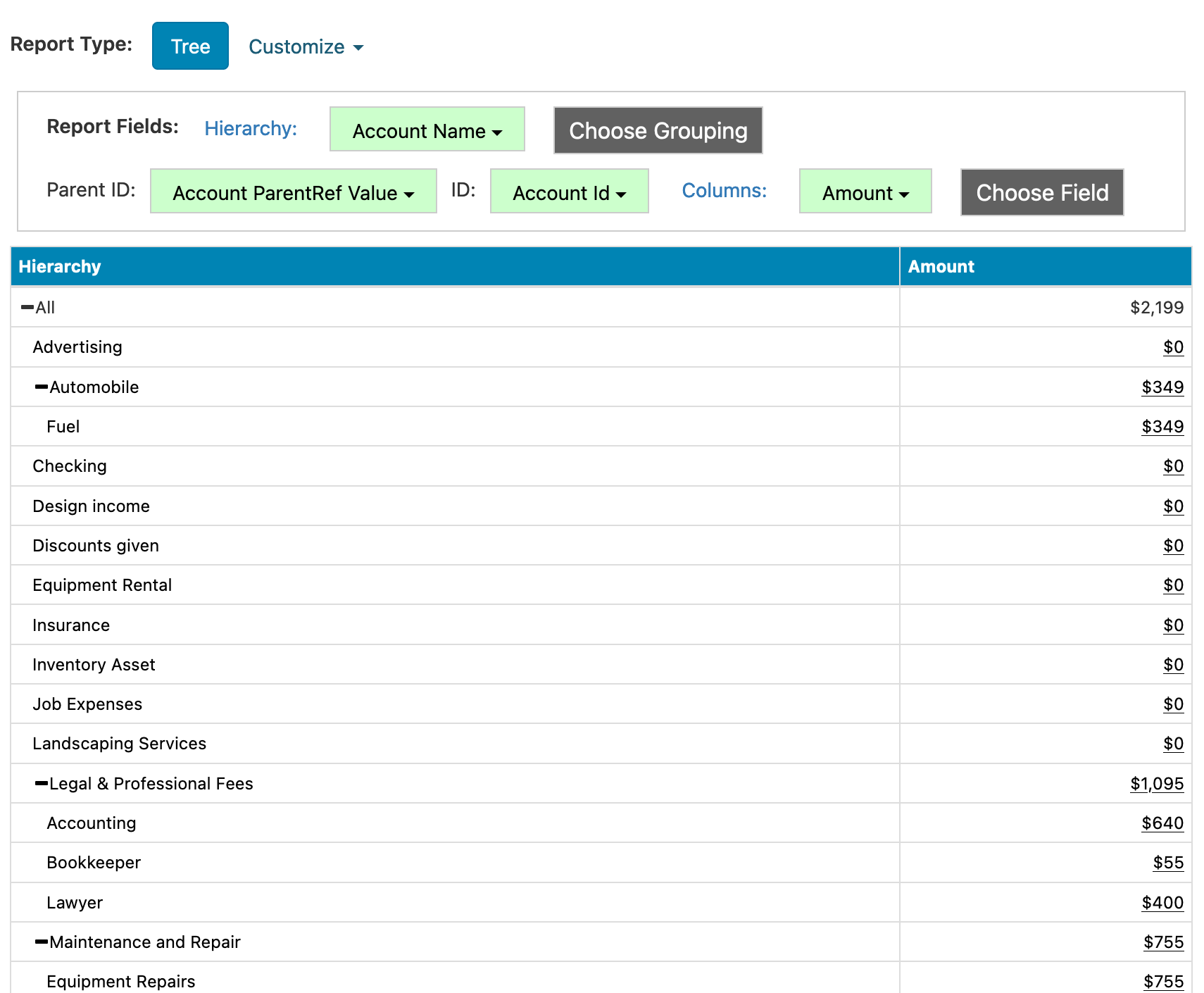 QBO Accounts Example